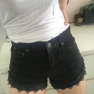 Free People Lacy Denim Cutoff Shorts